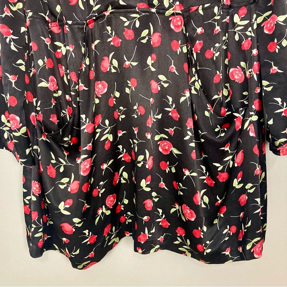 Reformation Hart Satin Mini Dress Women’s Size 4 Long Sleeves Floral Pockets - Picture 4 of 9